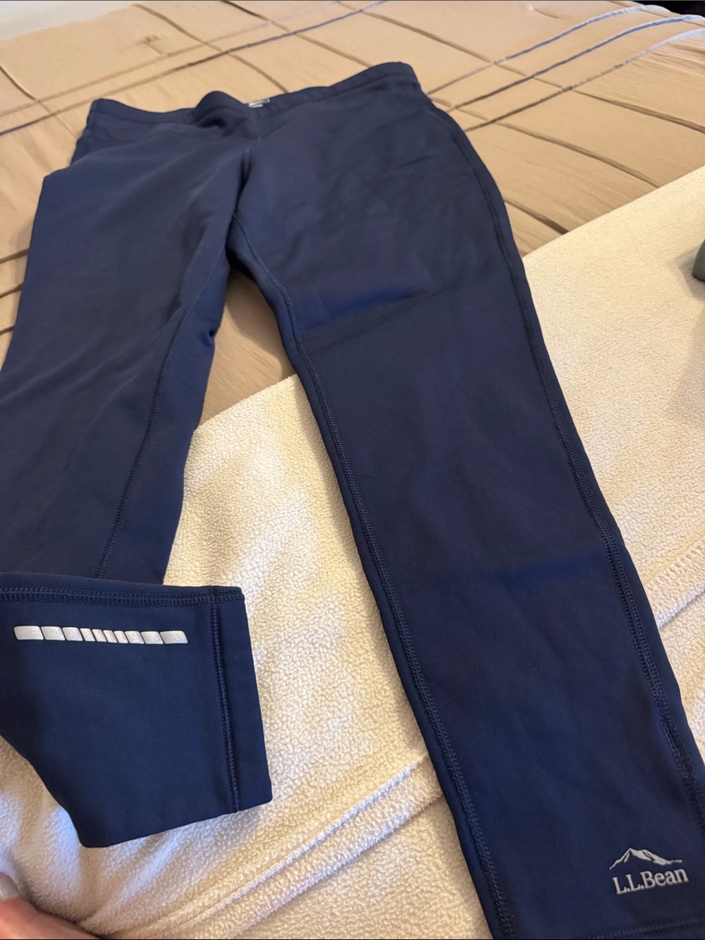 L.L.Bean Navy Reflective Athletic Tights- Fleece lined!